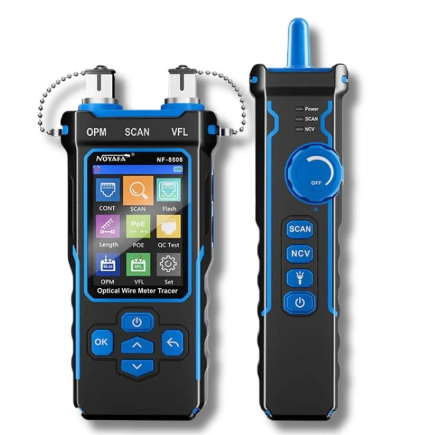 NOYAFA NF-8518 Netzwerkkabeltester mit Optischem Leistungsmesser - RJ45/RJ11, VFL, PoE, NCV, Längentest, Wire Mapping für CAT5/CAT6