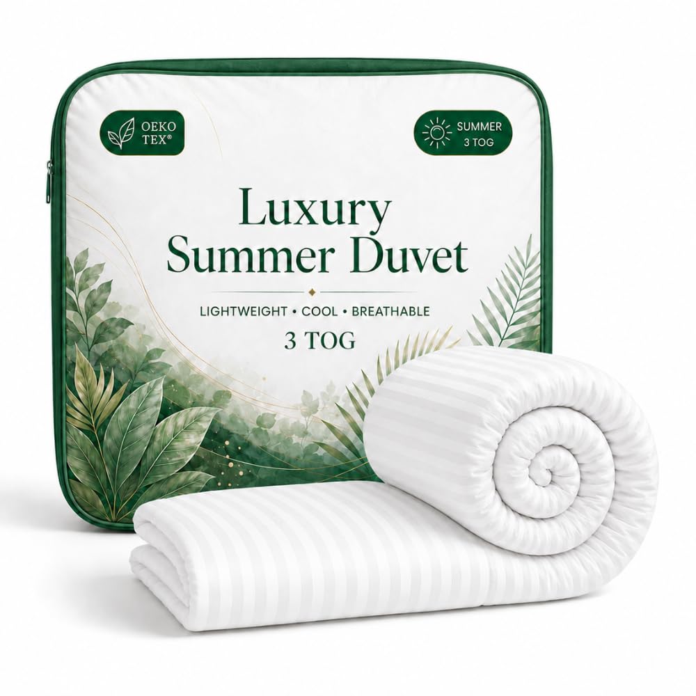 Opulent Home Summer Cool 3 Tog King Duvet - Lightweight Anti Allergy Duvet for Hot Sleepers, OEKO-TEX Certified Breathable Quilt, Soft, Hypoallergenic, Machine Washable, Made in UK (230x220cm)