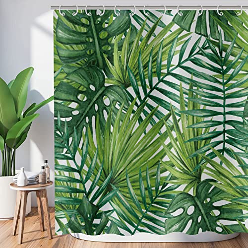 Rideau de douche imperméable et lavable motif jungle vert