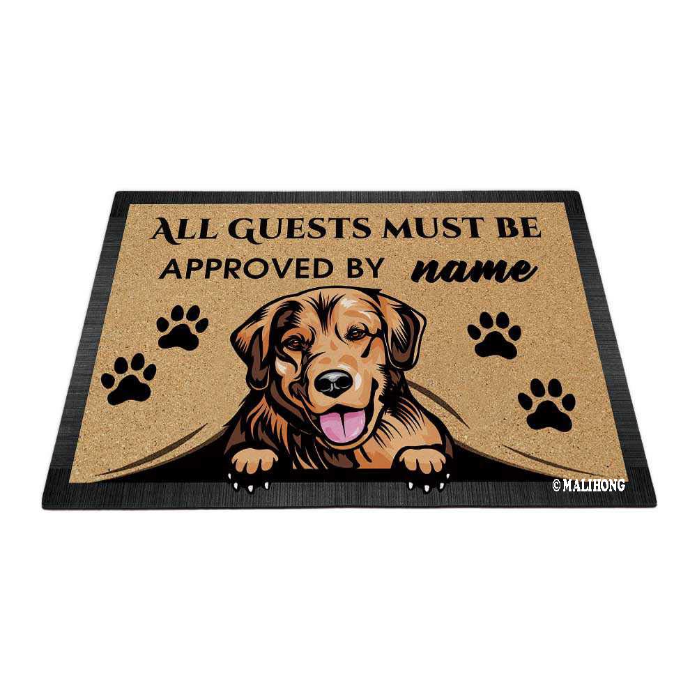 BAGEYOU Personalized Dog's Name Peeking Dog Cute Golden Retriever Doormat All Guest Must Be Approved Rugs for Home Decor 23.6 x 15.7 Inch