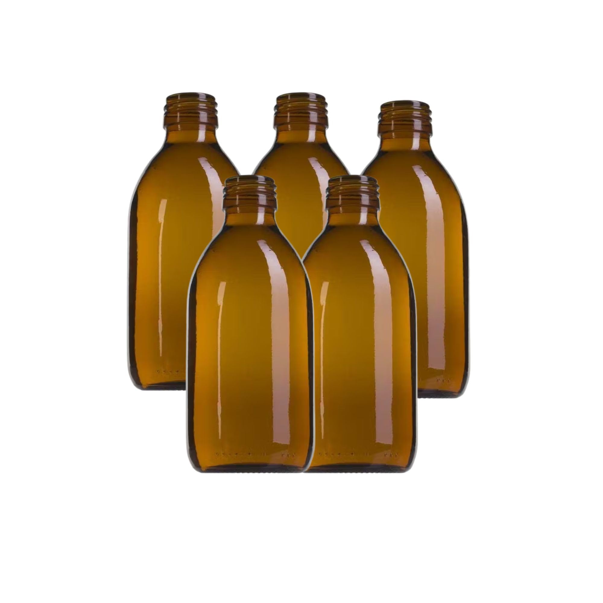 Lot de 5 bouteilles en verre ambré de 250 ml | Récipients hermétiques pour la conservation des produits liquides, sûrs et de haute qualité