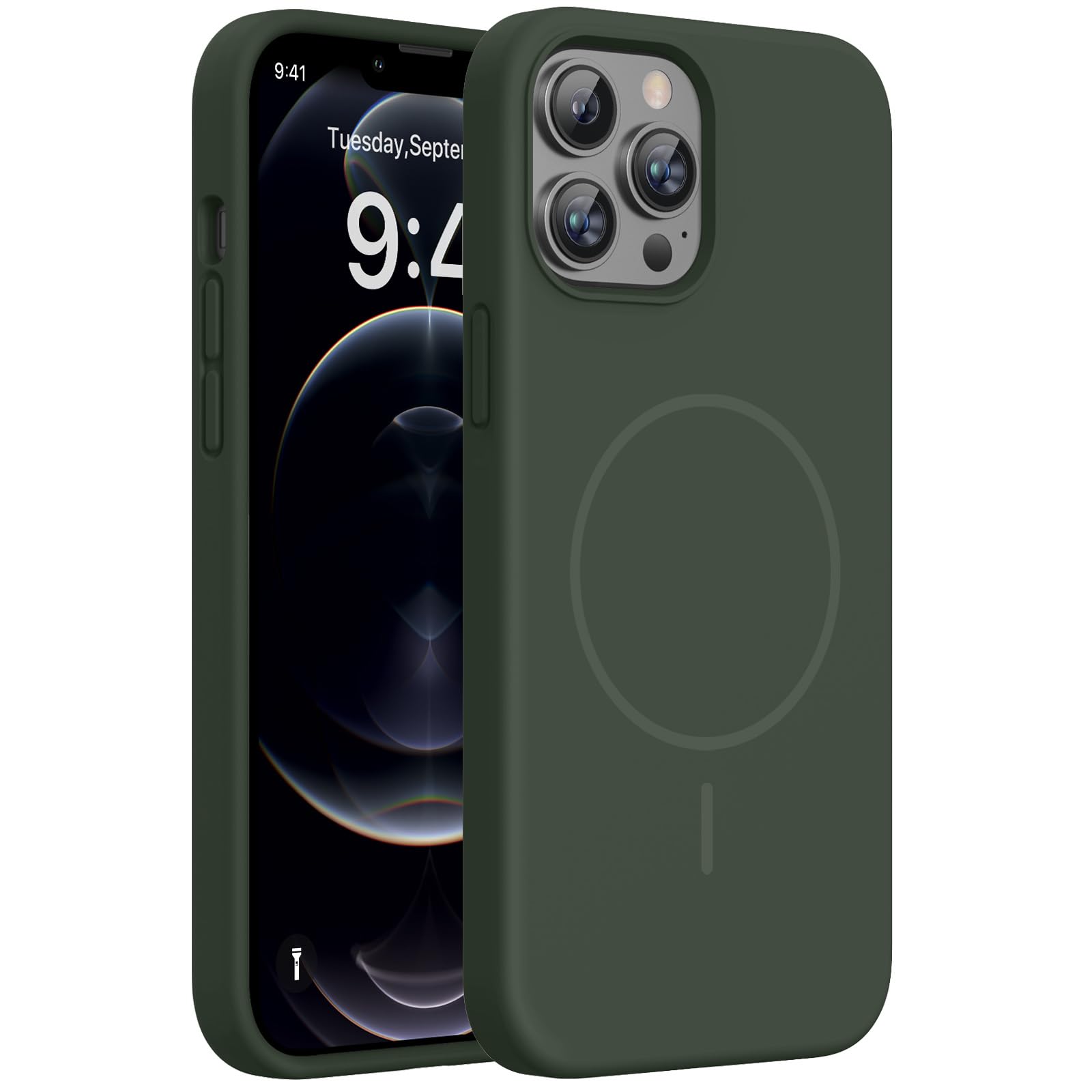 Miracase Silicone for iPhone 12 Pro Max Case, Dark Green