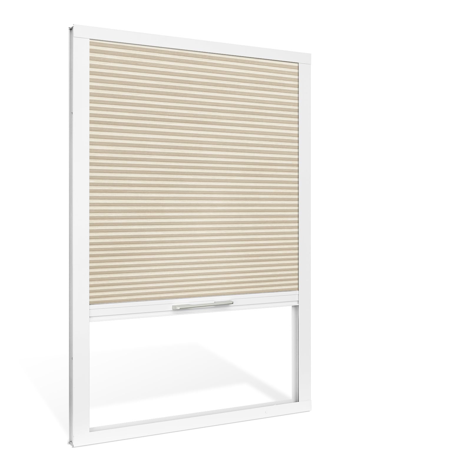 Moonice Skylight blinds Waterproof Fabric Cordless Roof Honeycomb Window Blinds Light Filtering Cellular Pleated Shades for Roof Inclined Plane Room Windows Custom Size,Beige — image 1