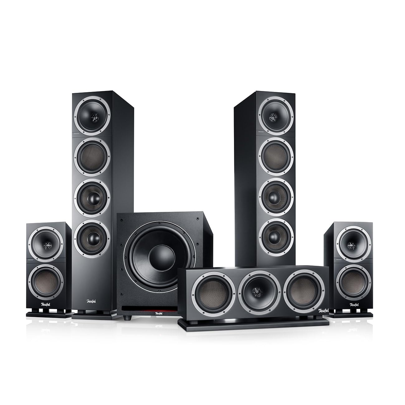 Teufel Theater 500 Surround Direct 5.1 - Set home theater per atmosfera cinematografica Surround Sound System, potente subwoofer, tuttofare per musica e film e una posizione precisa per i giochi