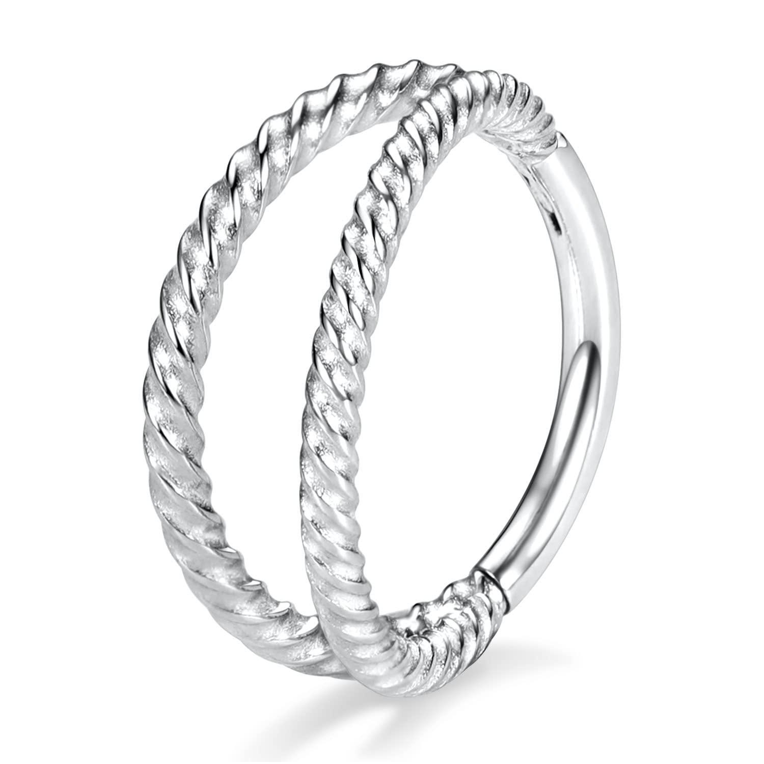 hengkaixuan Triple Double Nose Hoop Ring Sleeper Hoop Earring Helix Rook Conch Cartilage Daith Tragus Earrings Septum Ring Lobe Nose Piercing Jewellery for Women — view 28