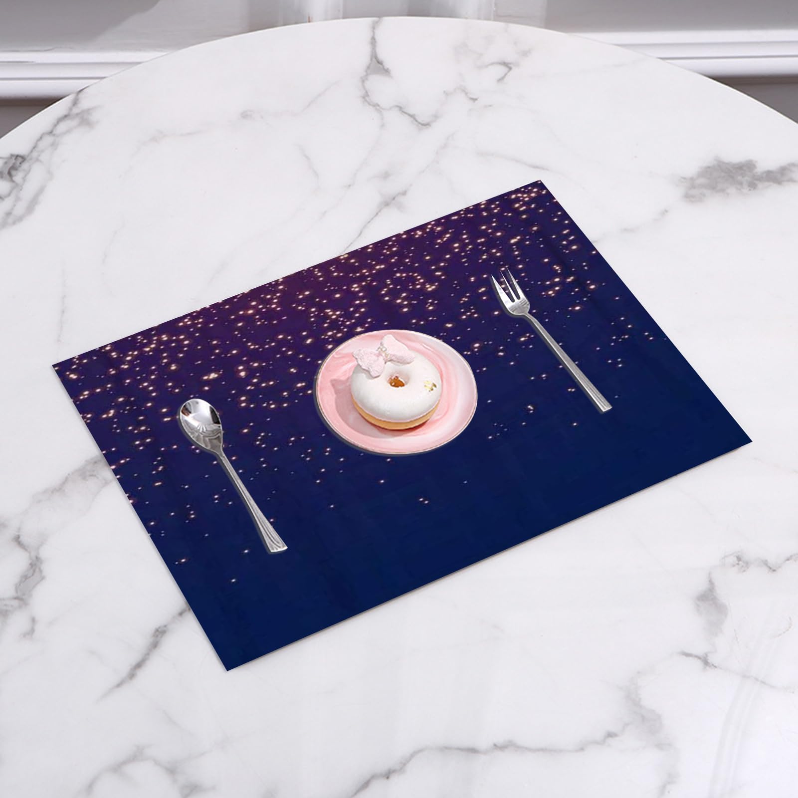 Lichtschwert Platzsets, 4er-Set – 30,5x45,7 Cm, Blau-rote Galaxie-Optik Für Drinnen & Draußen