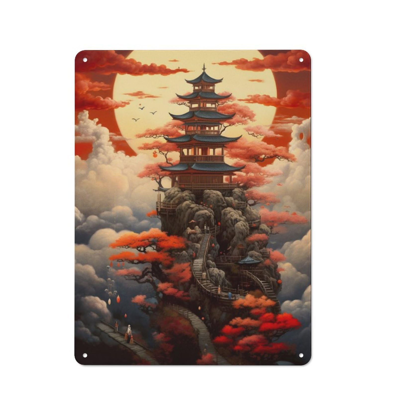 Junmoney Fantasy Landscape 39 Rustic Metal Sign 40X30cm Featuring For Hallway Wall, For Collectors Decorating Hallways And Entrance Areas