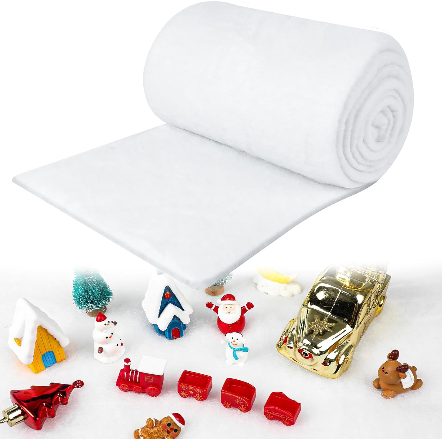 DIYASY Christmas Snow Blanket Roll, 12” x 16” Ft White Large Fake Snow Blanket for Holiday Village Fluffy Faux Blankets for Xmas Trees Craft Outdoor Indoor Decorating Winter Wonderland Decorations