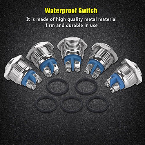 5 pezzi 16 mmInterruttore a pulsante in