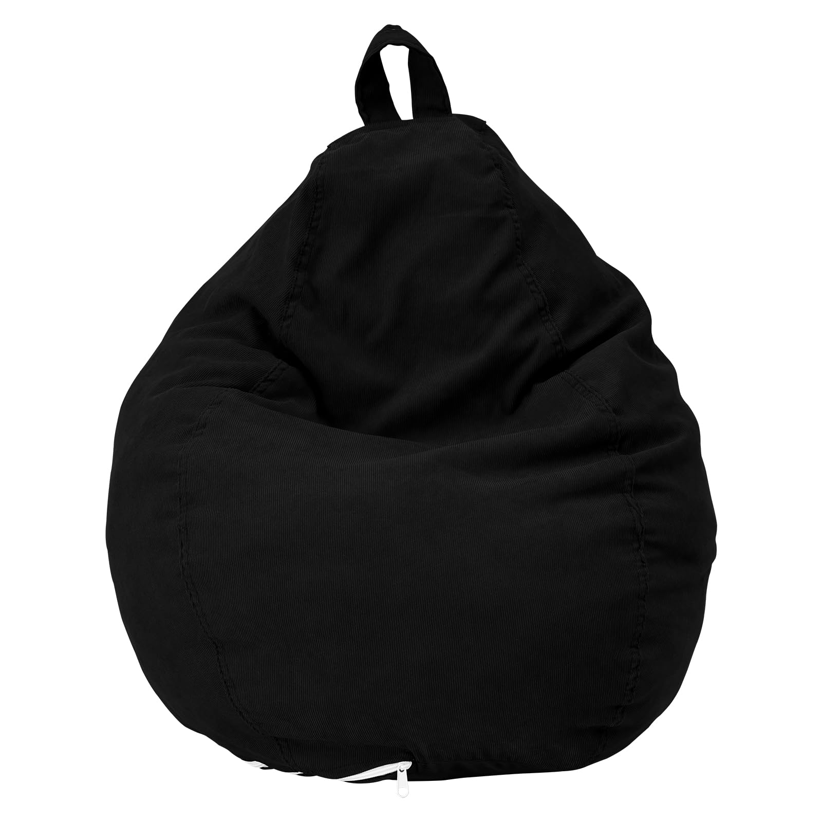 Hevtsde Bean Bag Chair Cover Soft Corduroy Bean Bag Cover Plush Toys Organizer Holder Comfortable Beanbag Chairs Cover with Handle Stuffed Bean Bag Storage(Black)