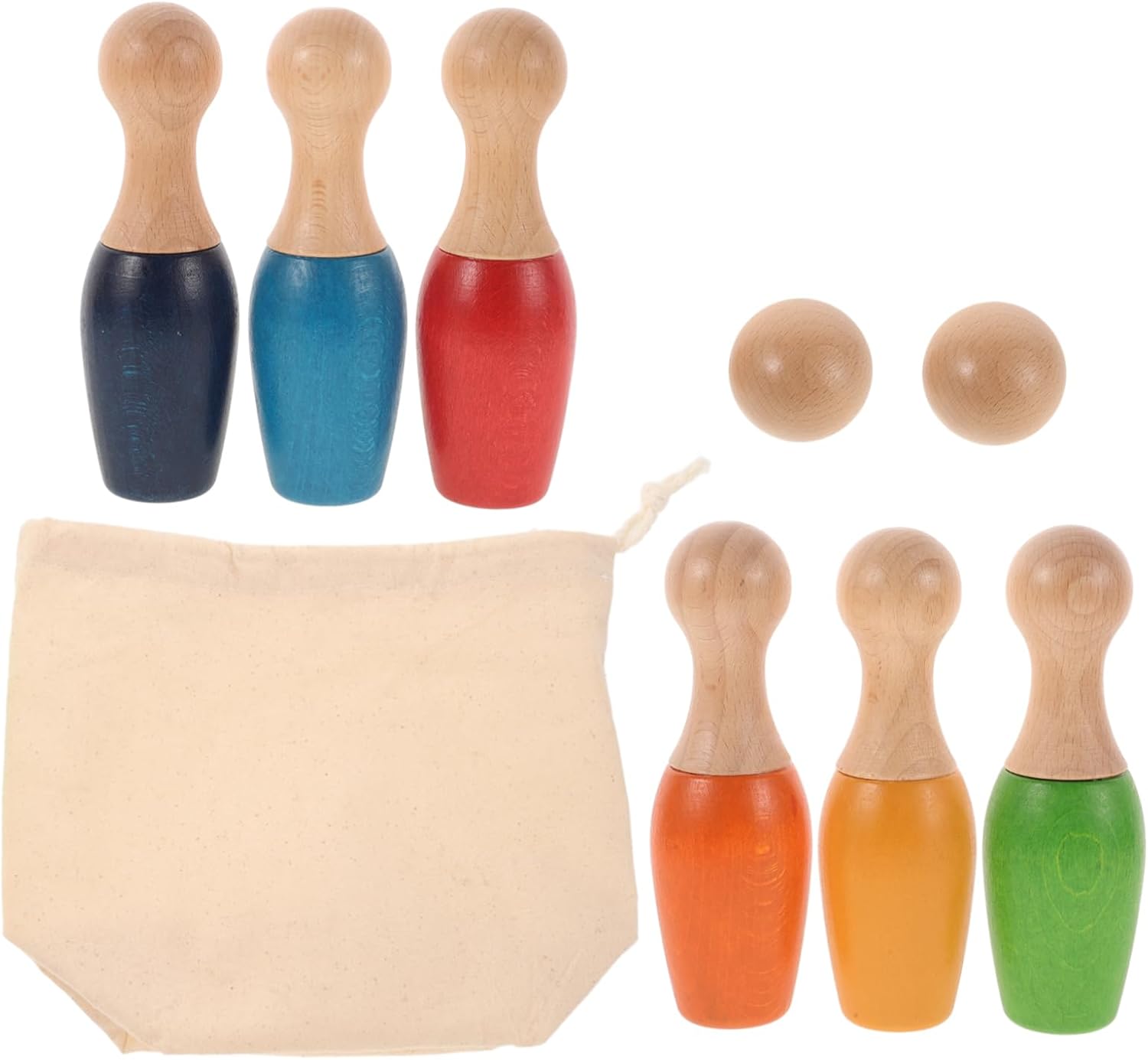 VANZACK 1 Set Set Wooden Bowling Set Bowling Ball Bowling Accessories Peg People Lawn Bowling Game Mini Bowling Game Outdoor Wooden for Wooden Part Birthday Party Games