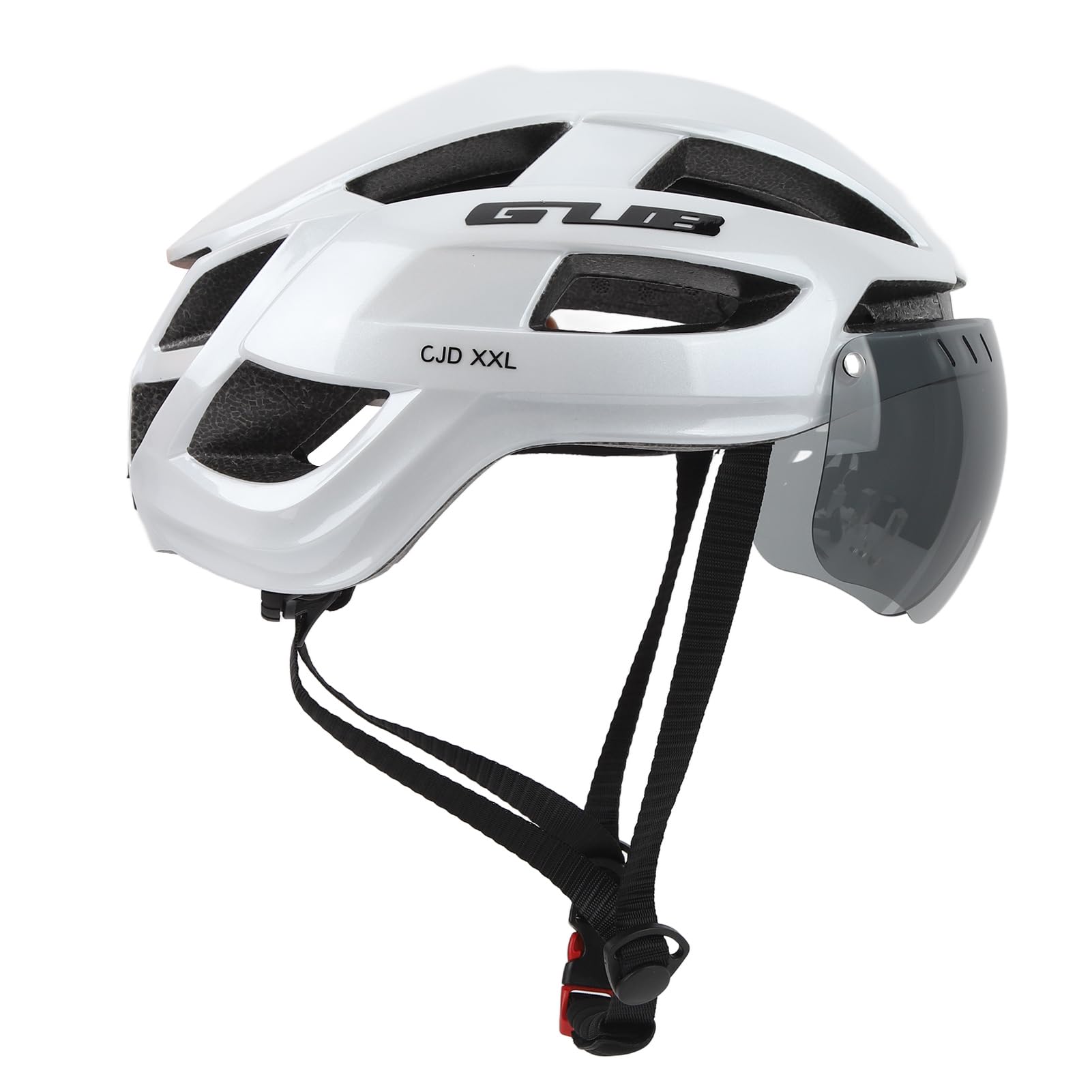 Casco de Bicicleta para Adultos, Gafas Magnéticas de Casco de Ciclismo Integrado para Hombres para Montar Al Aire Libre (Blanco)