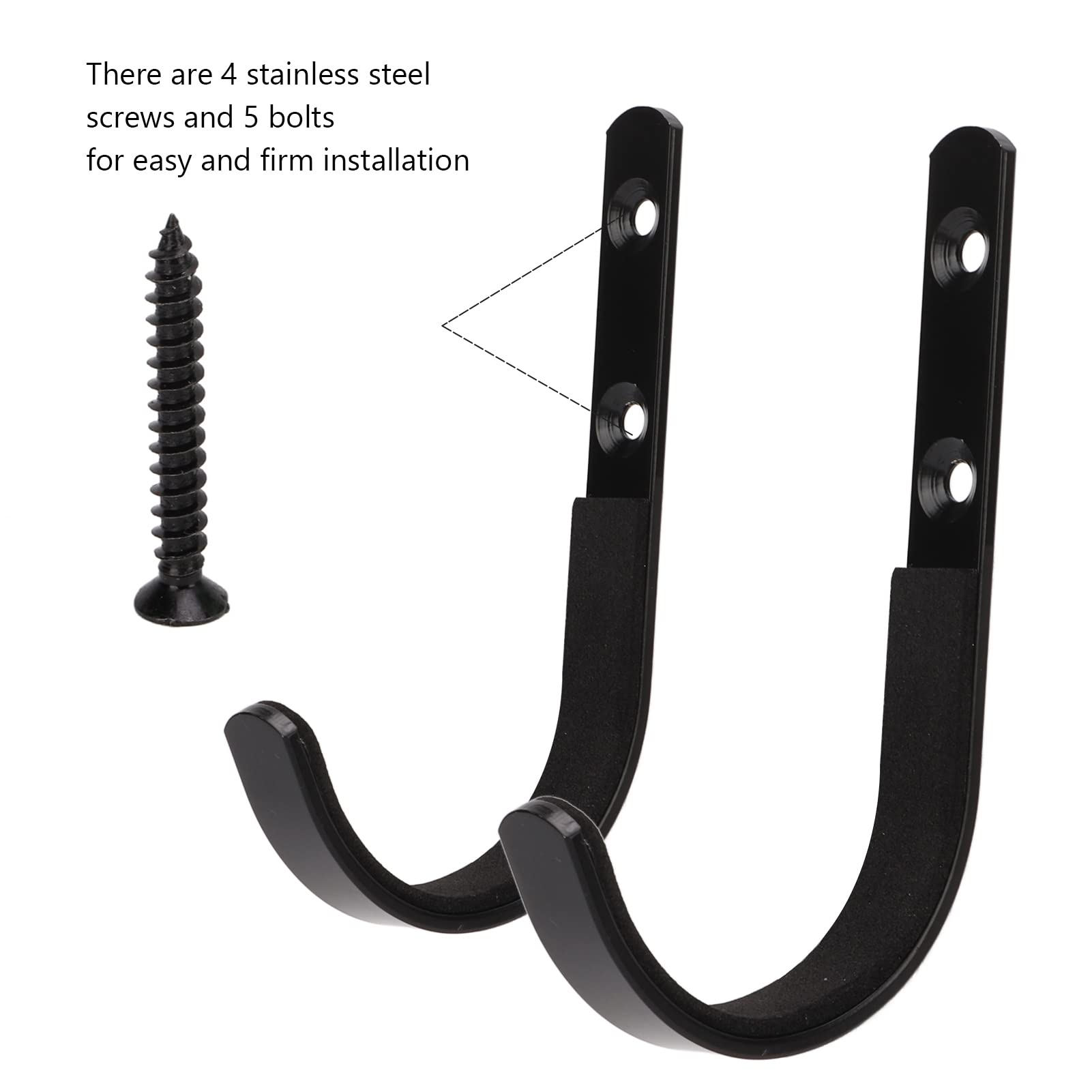 KIMISS Perchas de Montaje en la Pared, Colgadores de Estante Almacenamiento Acero Inoxidable 2 Piezas, Soportes Armas Pulidas Apagadas J Hook para Tiro con Caza Ry Black Ry