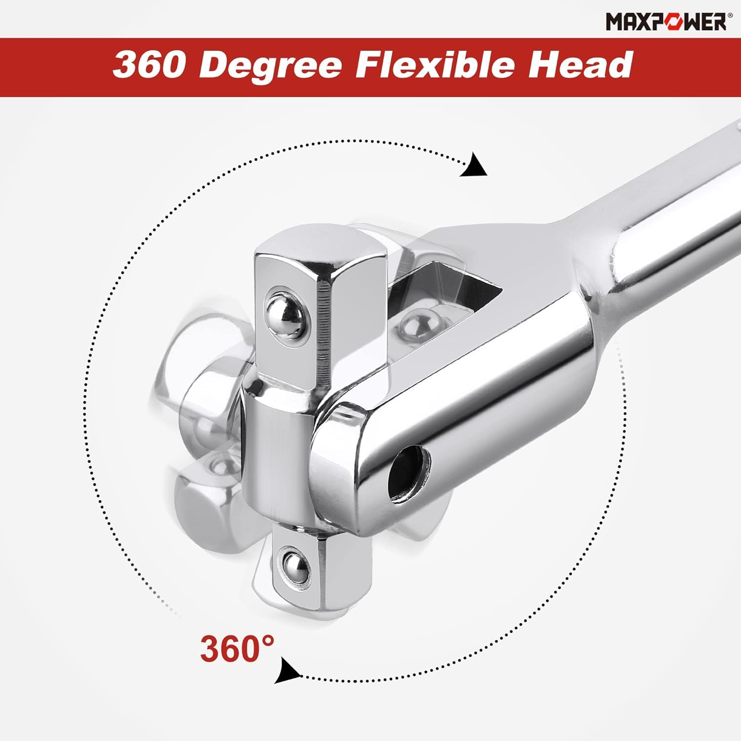 MAXPOWER Extendable Breaker Bar, Telescopic Breaker Bar 360°Flex Head Cheater Bar with Dual Drive 1/2 Inch & 3/8 Inch - Image 3