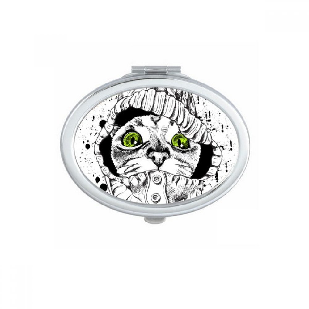 Miroir de poche ovale motif chat mignon, le petit cadeau idéal pour amoureux des animaux