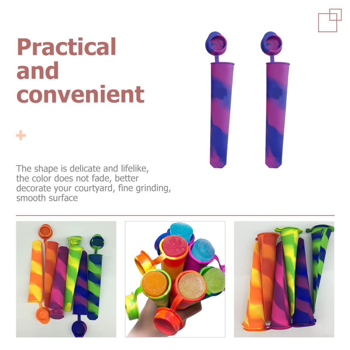 Cabilock 2Pcs Ice Popsicle Molds Food Grade Silicone DIY Treat Makers Easy to Use Fridge Mold for Homemade Ice for Friends