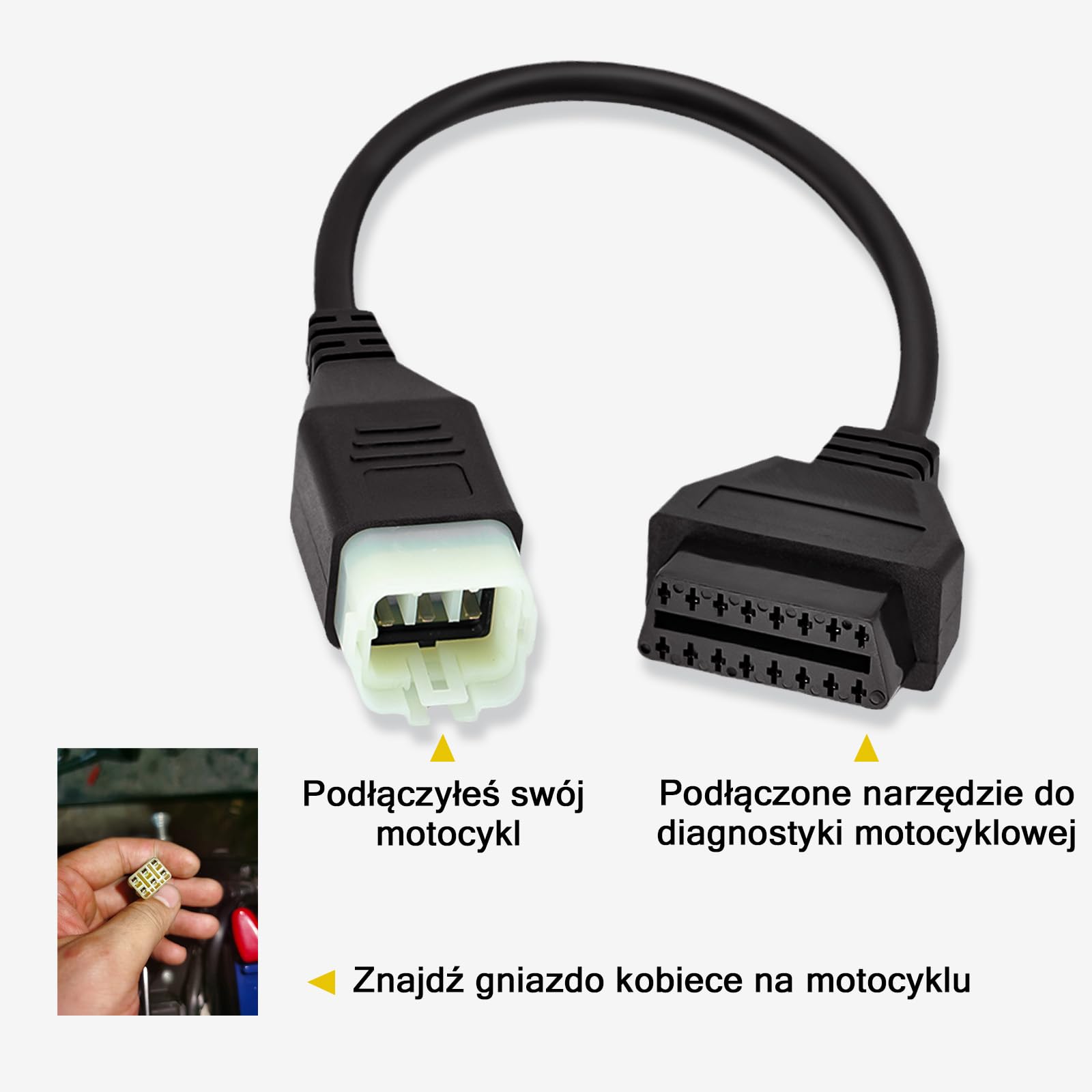 OBD Adapter Pasujący do Motocykla Kawasaki 6-pin do 16-pin Obdii Kabla Narzędzia Diagnostycznego, 6-pinowy Złącze Pasujące do Z900RS/Z800/Z900/Z1000/ZX10R/ZX14R/H2 Motocykl