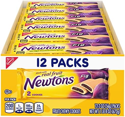 Newtons Soft & Fruit Chewy Cookies, (2 Cookies Per Pack) Fig, 24 Oz (Pack of 12)