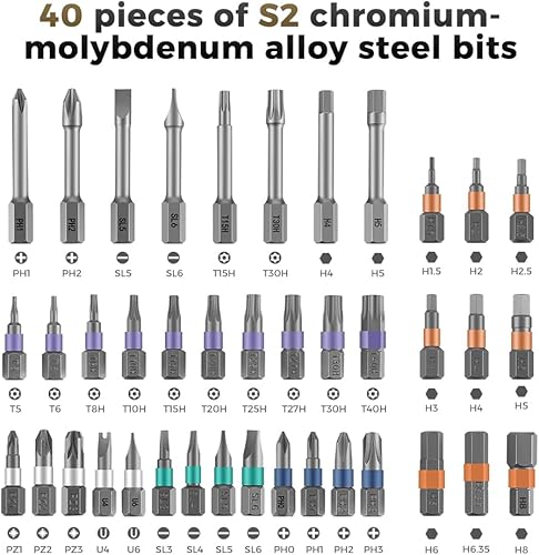 Miniatura 4 de Destornillador magnético 42 en 1, juego de destornilladores, juego de destornilladores de trinquete con estuche de almacenamiento, kit de