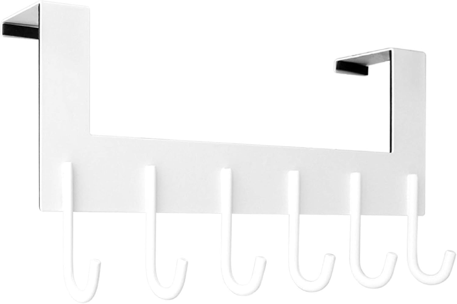 VXAR Over The Door Hook Hanger Heavy Duty Stainless Steel Coat Rack for Hanging Towel Clothes Robes Bag Purse Bathroom Bedroom 6 Hooks White 1P