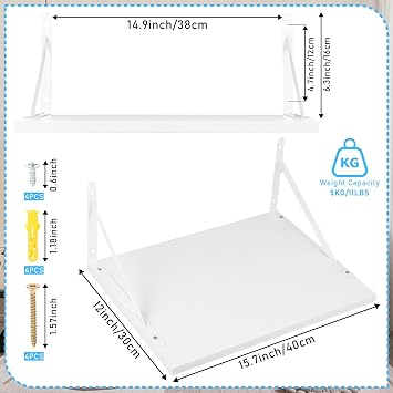 2 Pcs Projector Wall Mount Shelf, Projectors Deep Floating Shelves, Projectors-Rack Holder for Wall, Modem Wide Wall Shelves for Projector/Modem/Router, Cable Box Shelf for Living Room Bedroom