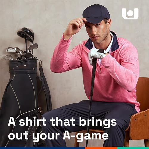 Miniatura 8 de Camisa de golf de manga larga para hombre, con cremallera de 14, camisetas de protección solar UPF 50, ligera, atlética