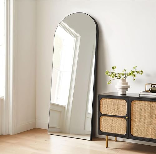 PexFix espejo de cuerpo entero 65 x 22pulgadas elegante espejo de suelo con parte superior arqueada para dormitorio o tocador espejo de pie para