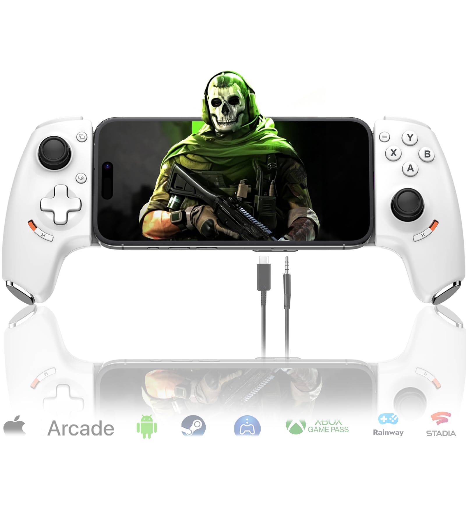 Controller di gioco mobile per Android e iPhone serie 15/16 (USB-C) PS Remote Player Gamepad per PS5/PS4/Xbox/PC con joystick Hall/Hall Trigger/jack audio da 3,5 mm/controller di gioco cloud, Plug &