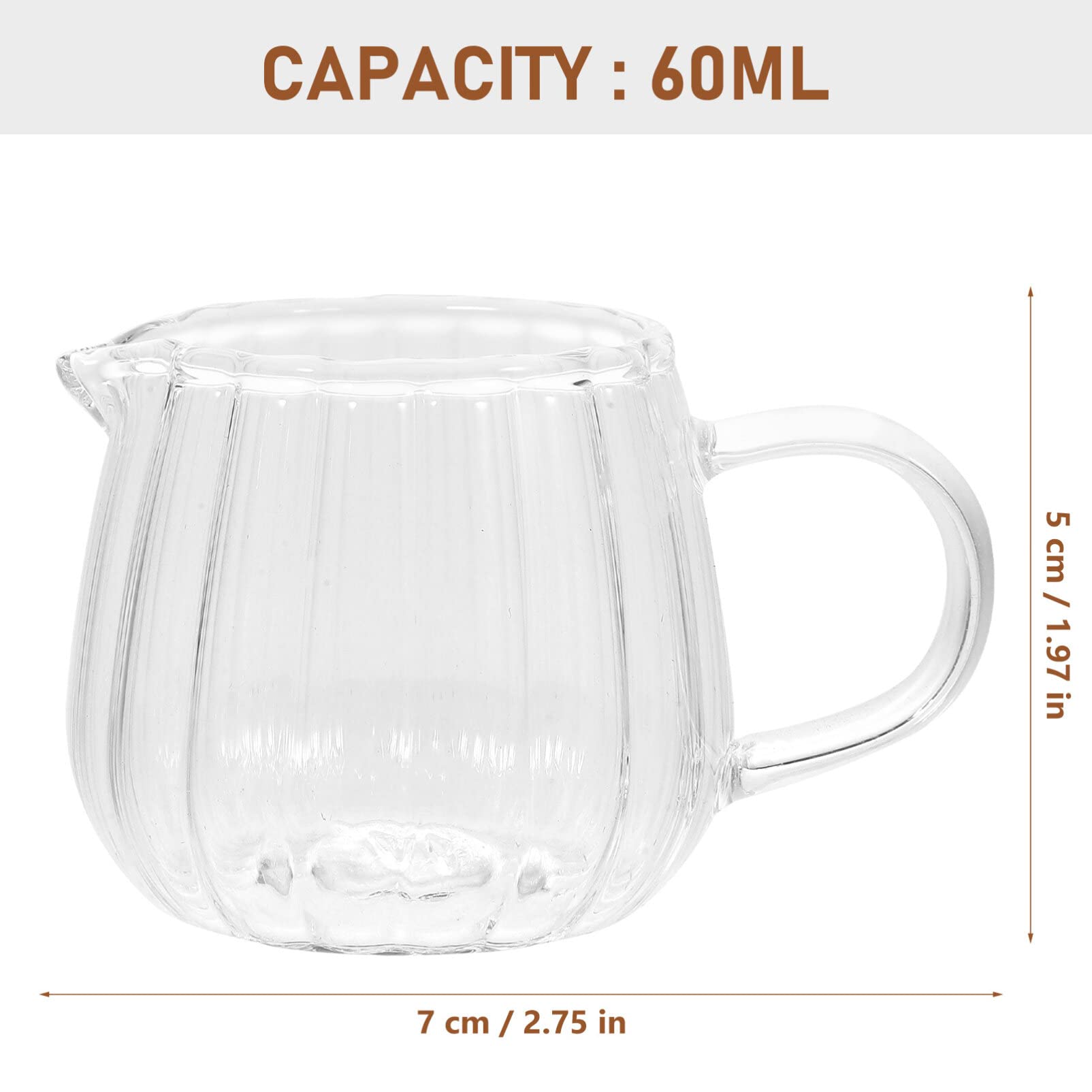 ULTECHNOVO Striped Glass Milk Jug Mini Creamer Pitcher 2.8 Oz Heat Resistant Milk Pourer for Coffee Espresso Sauce Serving - Image 2