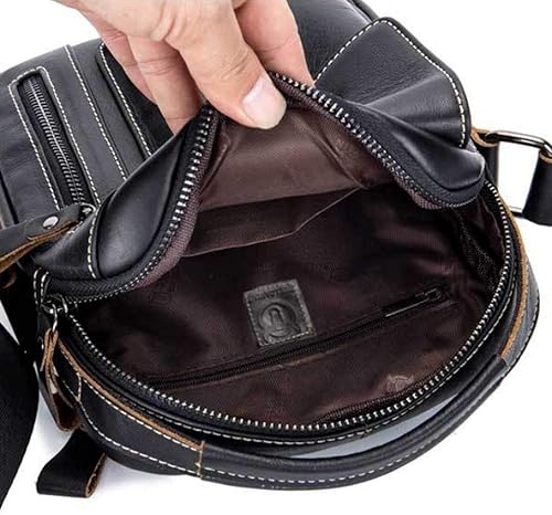 Miniatura 5 de Small Leather Shoulder Bag Crossbody Pack for Men Outdoor Travel Business