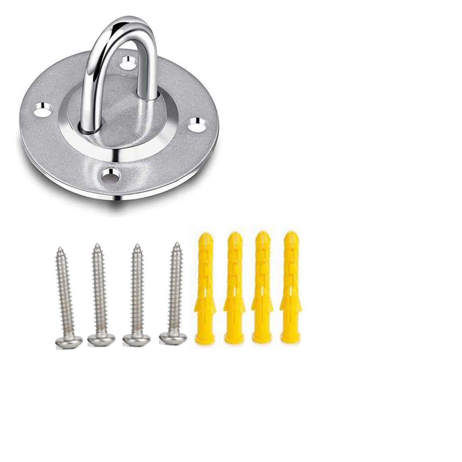 Load-Bearing Hook,Stainless Steel Suspension Bracket Hammock Mount Ceiling Hook Anchor Hanger for Gym Training Aerial Yoga Sex Swing Hanging Kit(Round Base D)