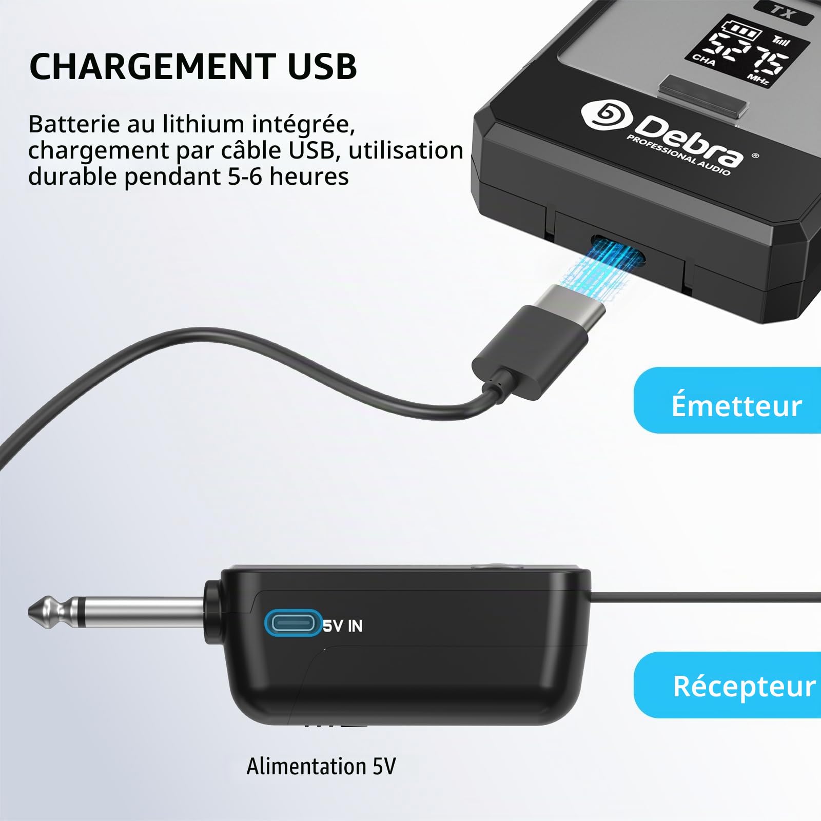 D Debra DT-01 Micro sans Fil UHF avec Récepteur – Set Micro Casque Professionnel Rechargeable, Plug & Play, 30 Canaux, Portée 50m, pour Karaoké, Conférence, Église, Sport
