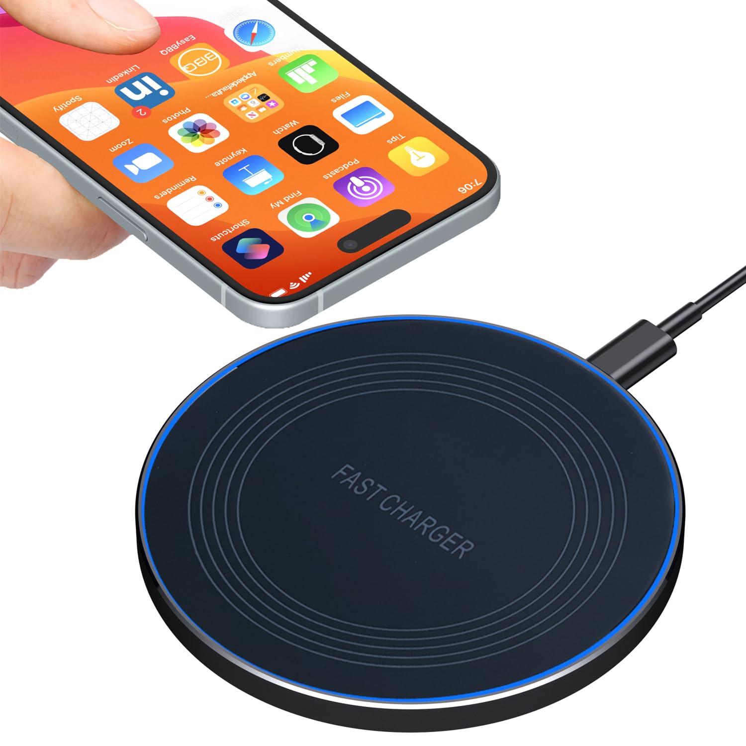 Caricatore Wireless Charger, 20W Max Caricatore Senza Fili Portatile Rapida Caricabatterie Wireless per Apple iPhone 16/15/14/13/12/11/SE/X/8, Caricatore per Samsung Galaxy S23 S22 S21, Pixel, Huawei