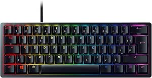 Razer Huntsman Mini (Switches Purple) - 60% Compact Gaming Keyboard (Opto-Mechanical Clicky Switches, PBT Keys, Detachable USB-C Cable) AZERTY Keyboard | Black
