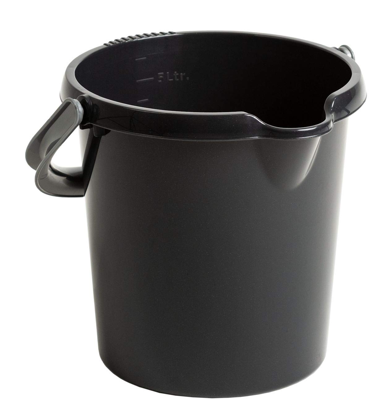 Whatmore Black High Grade Wham Colourful 5Lt Durable Plastic Reusable Bucket With Litre Scale (Black)