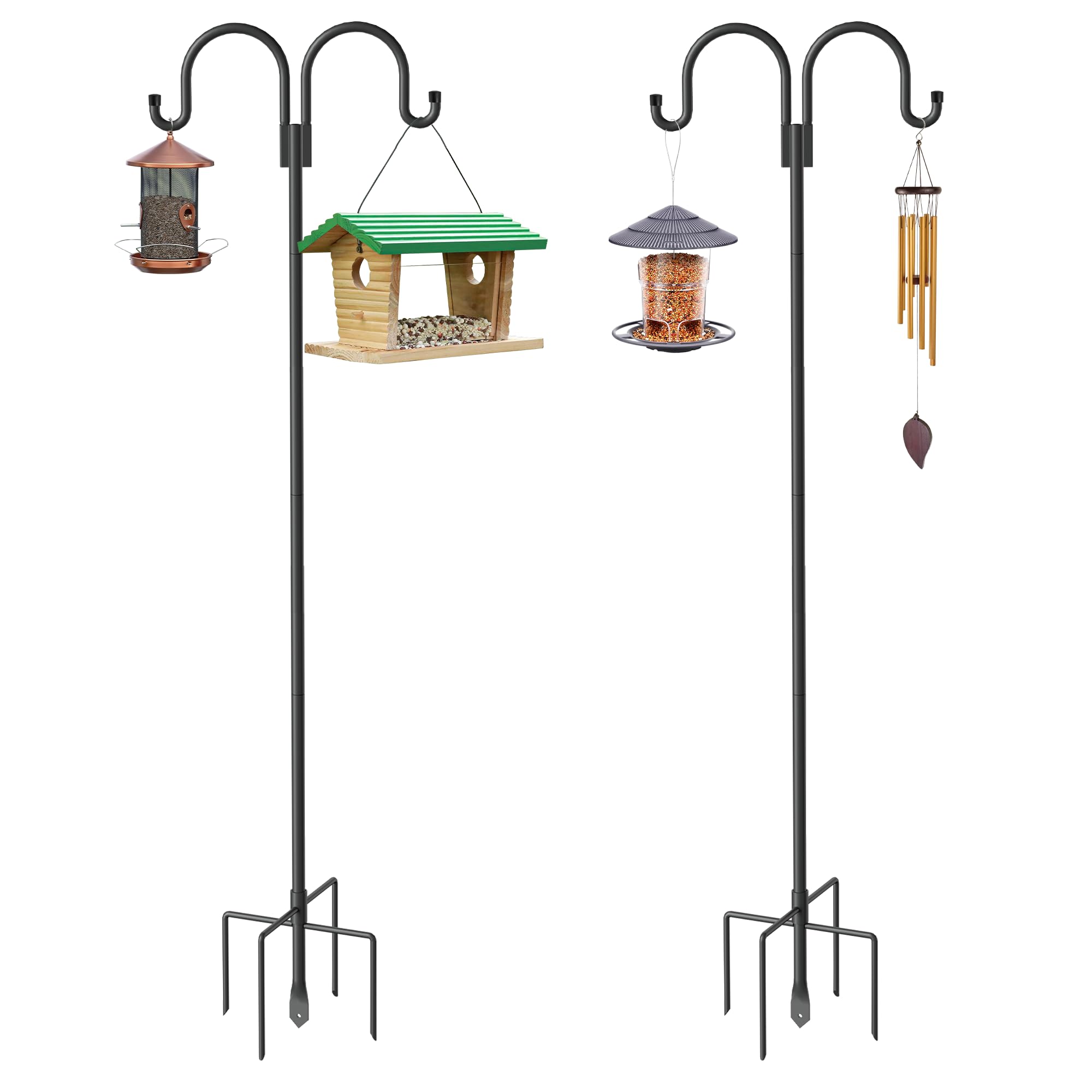 Photo 1 of Highpro Double Shepherds Hooks for Outdoor, 2 Pack 79 Inch Heavy Duty Garden Pole for Hanging Bird Feeder, Bird Feeder Hook Plant Baskets,Garden Plant Hanger Stands with 5 Base ProngsLPNPMFX4576592
