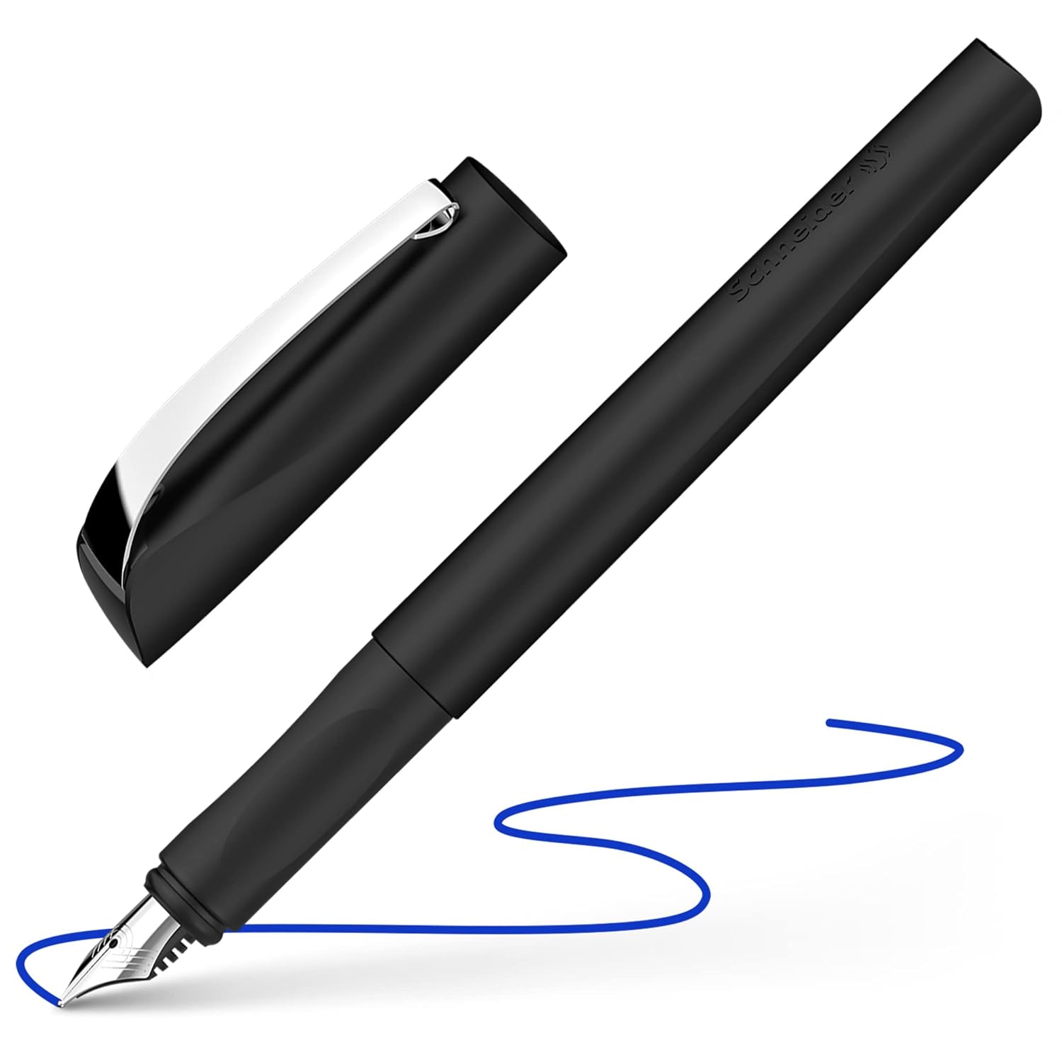 Schneider Ceod Shiny Fountain Pen (Right and LeftHanders, M Nib, Includes Ink Cartridge Royal