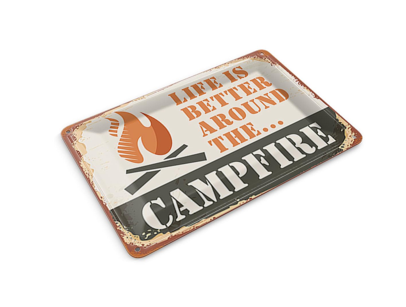 Femer Girls Multicoloured Tin Postcard Camping 14 X 10 Cm Campfire Life Is Better Outdoor Decorative Sign