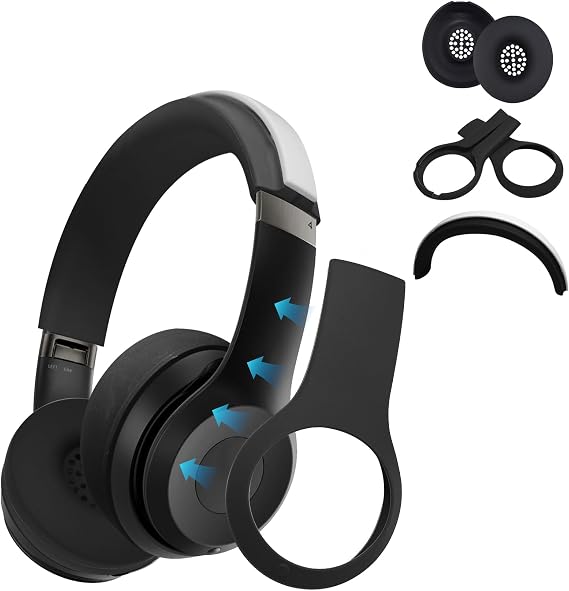 3 in 1 Solo 4 Silicone Case Cover,Anti-Scratch Headband Cover/Ear Pad Cover/Shell Cover for Beats Solo 4 Headphone,Solo4 Soft Silicone Protector Accessories(Black)