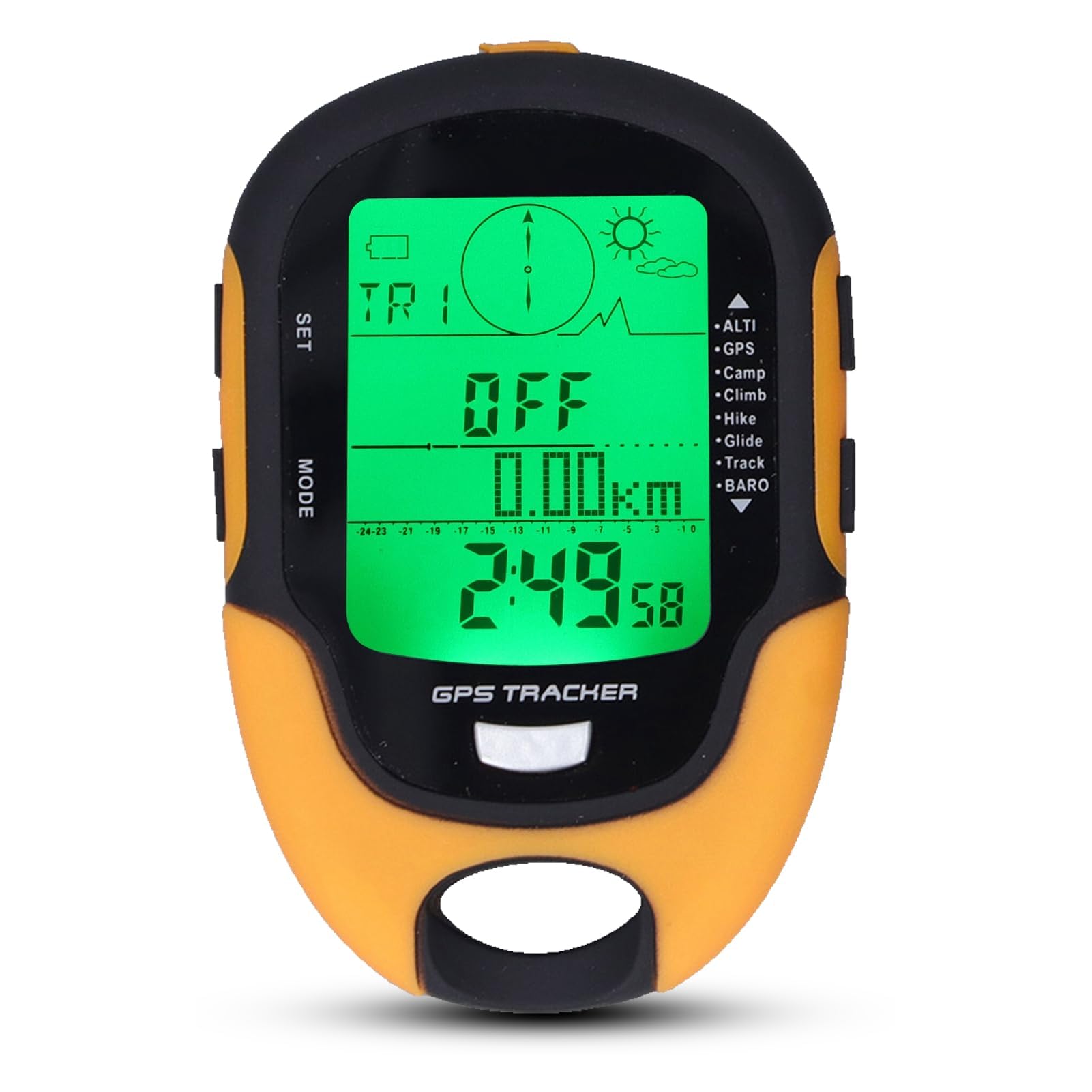 HERCHR Altímetro Digital, medidor Multifuncional GPS, termómetro de Mano portátil, higrómetro, brújula Digital a Prueba de Agua para Coche, Senderismo, Camping