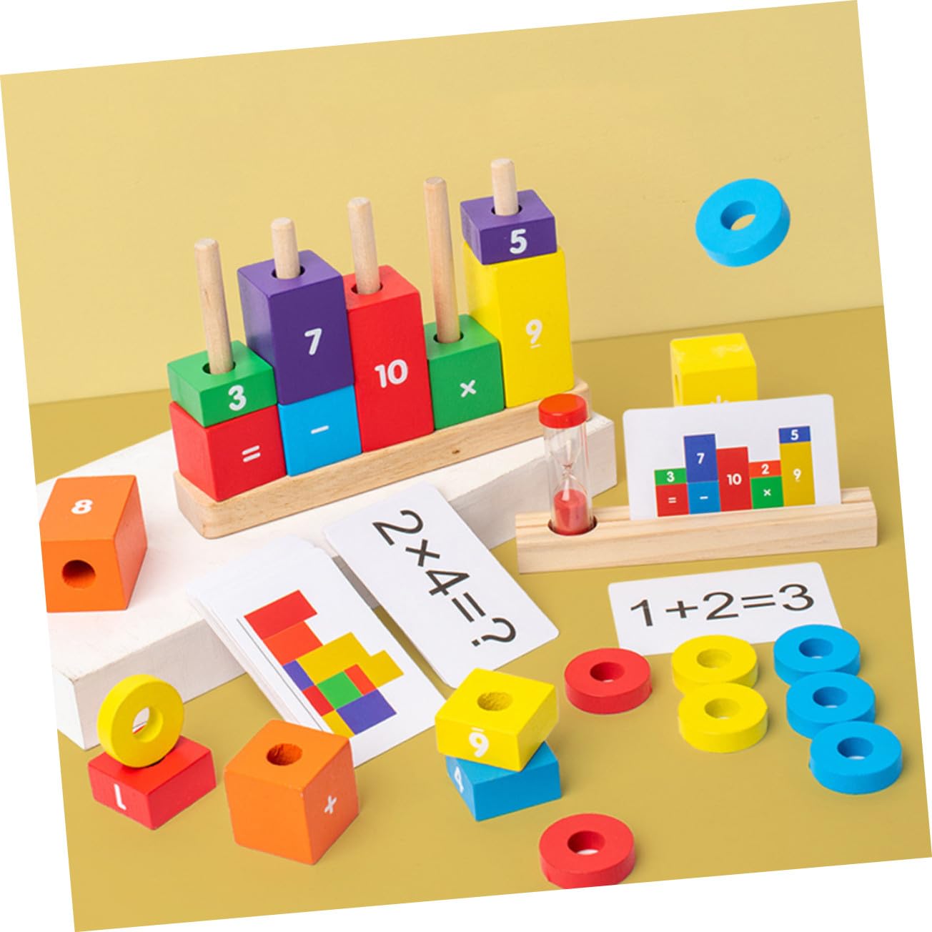 Holz Bausteine für Lernspielzeug Montessori Zahlenrechen Bunte Zahlenblöcke aus Sicherem Material für Vorschulkinder Jahre zur Kognitiven und Mathematikverständnis