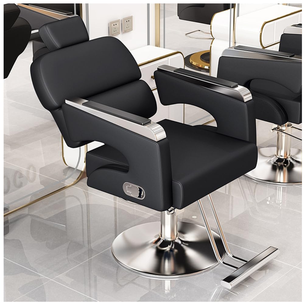 360 Grad drehbarer Friseurstuhl, höhenverstellbarer hydraulischer Salonstuhl für Schönheitszentren, stilvolles und komfortables Design, perfekt für Friseure und Salons
