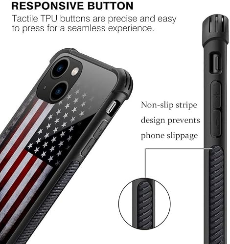 Miniatura 4 de ZHEGAILIAN Funda compatible con iPhone 14 Plus, funda de bandera antigua para iPhone 14 Plus para niños y hombres, diseño de patrón de vidrio