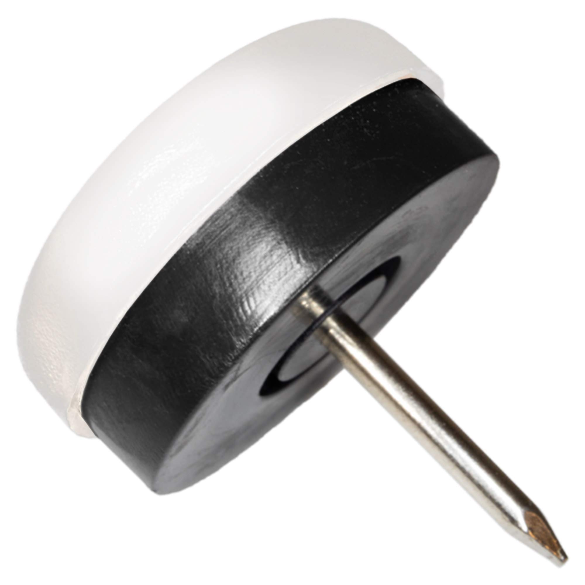 Adsamm® / 32 x Kunststoffgleiter mit Puffer und Nagel / Weiß / Ø 25 mm / rund / Möbelgleiter mit Nagel / Möbel- und Bodengleiter