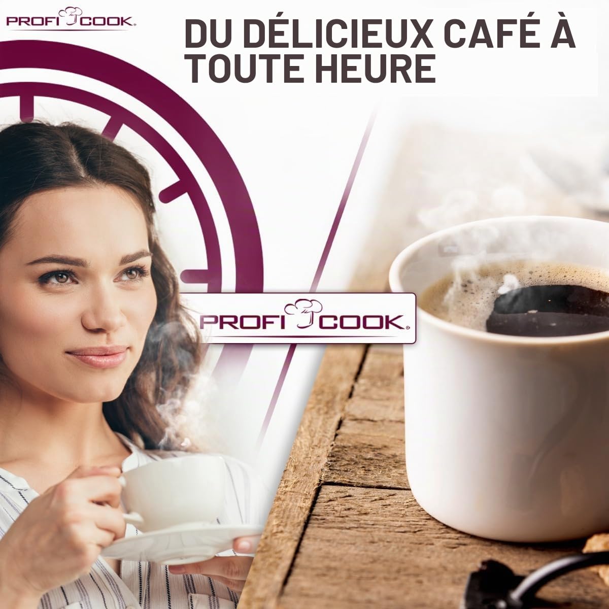 Profi Cook Machine à café avec thermos - avec minuterie pour un café frais le matin - Thermos à double paroi avec fermeture aromatique, Machine à café filtre en acier inoxydable PC-KA 1191