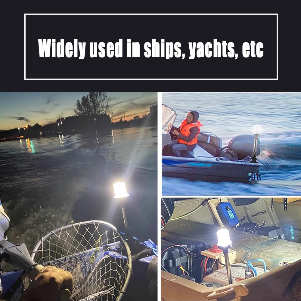 Luce di Navigazione, 12V-24V Impermeabile Luci di Via per Barca LED, Luce di Ancoraggio per Navi Yacht, Distanza di Visione di 2NM, per Barche 12 m/39,4 piedi in Basso