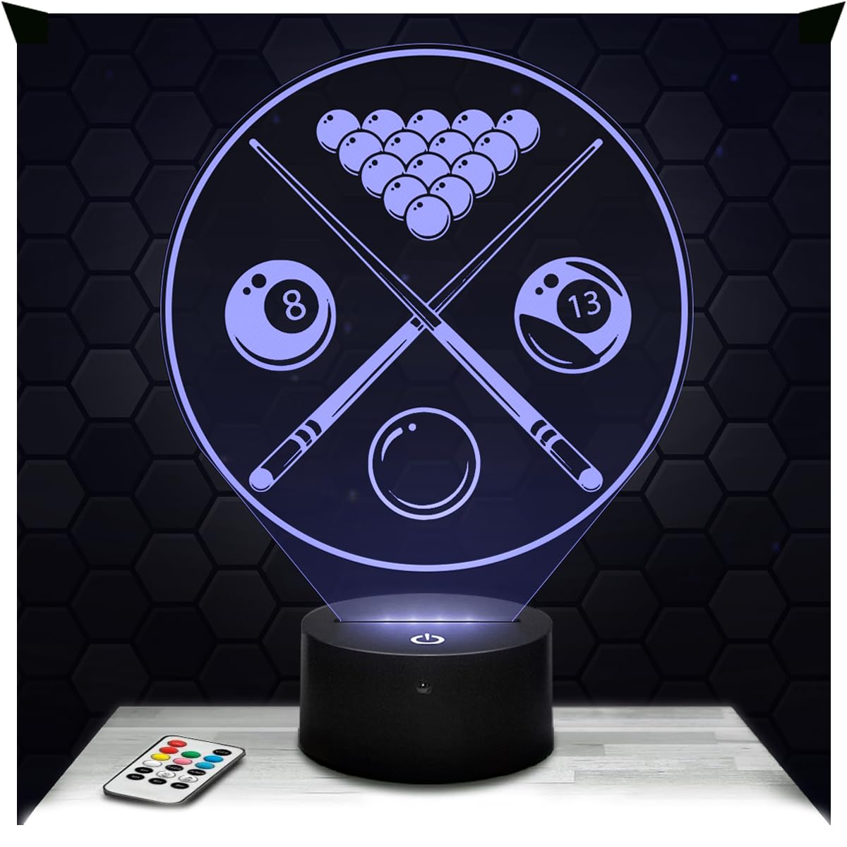 Lampephoto.fr - 3D Billiard Sport Lamp, Touch LED Night Light, 3D Hologram Effect, Christmas Birthday Gift Idea for Men and Women, Bedroom Decoration Object