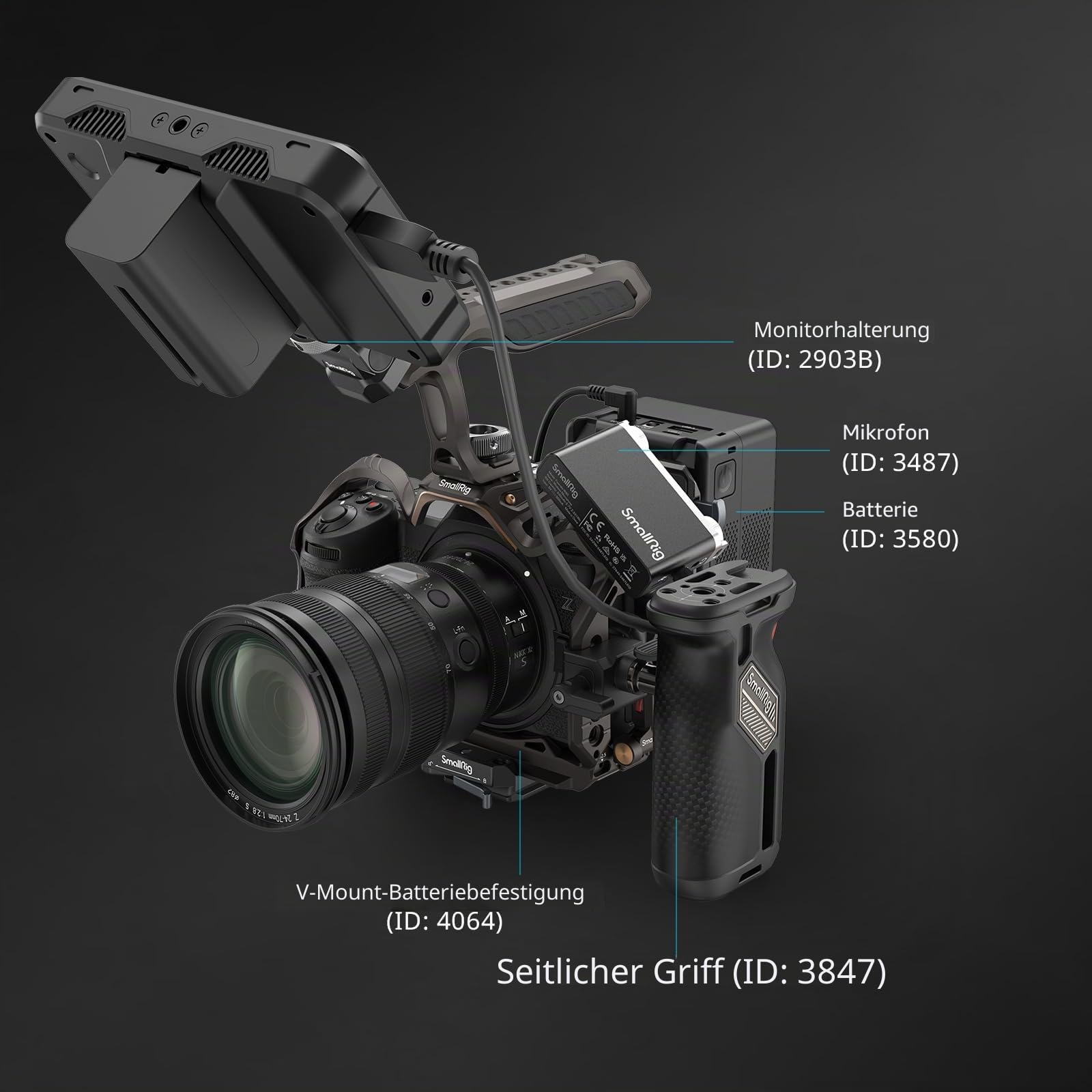 SMALLRIG Night Eagle Z6III Camera Cage Kamerakäfig für Nikon Z6 III, Vollkäfig aus Aluminiumlegierung, mit Schnellwechselplatte für Arca-Swiss und Blitzschuhhalterung für Mikrofon und Licht - 4521