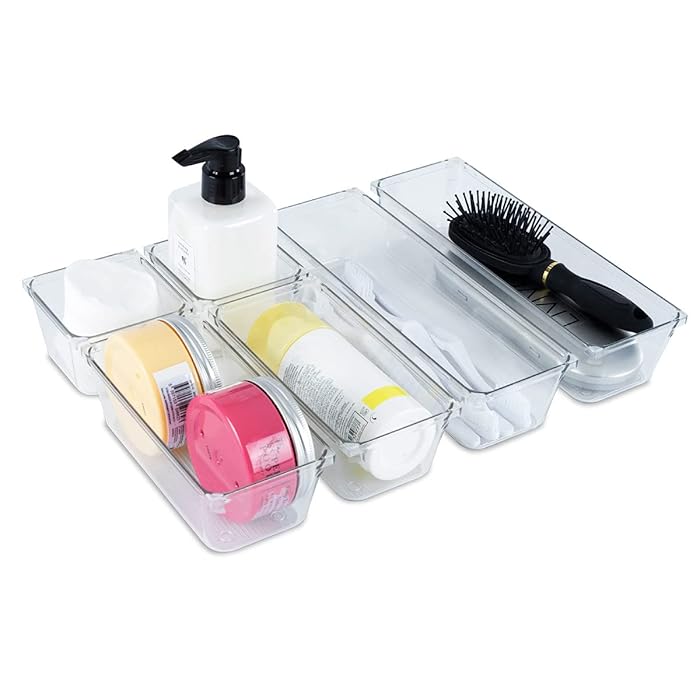 Buy FiNeWaY 8pc Interlocking Drawer Organiser Plastic Storage Separator Tray Boxes Cutlery