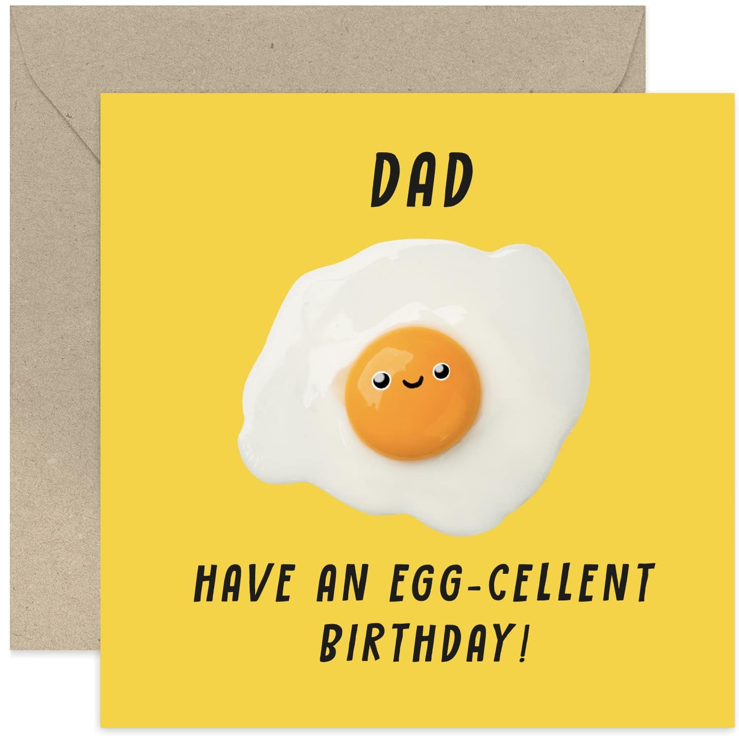 Old English Co. Hilarious Birthday Card for Dad - Whitty Egg Pun Birthday Card for Him from Son or Daughter - Egg-Cellent Birthday Card for Father